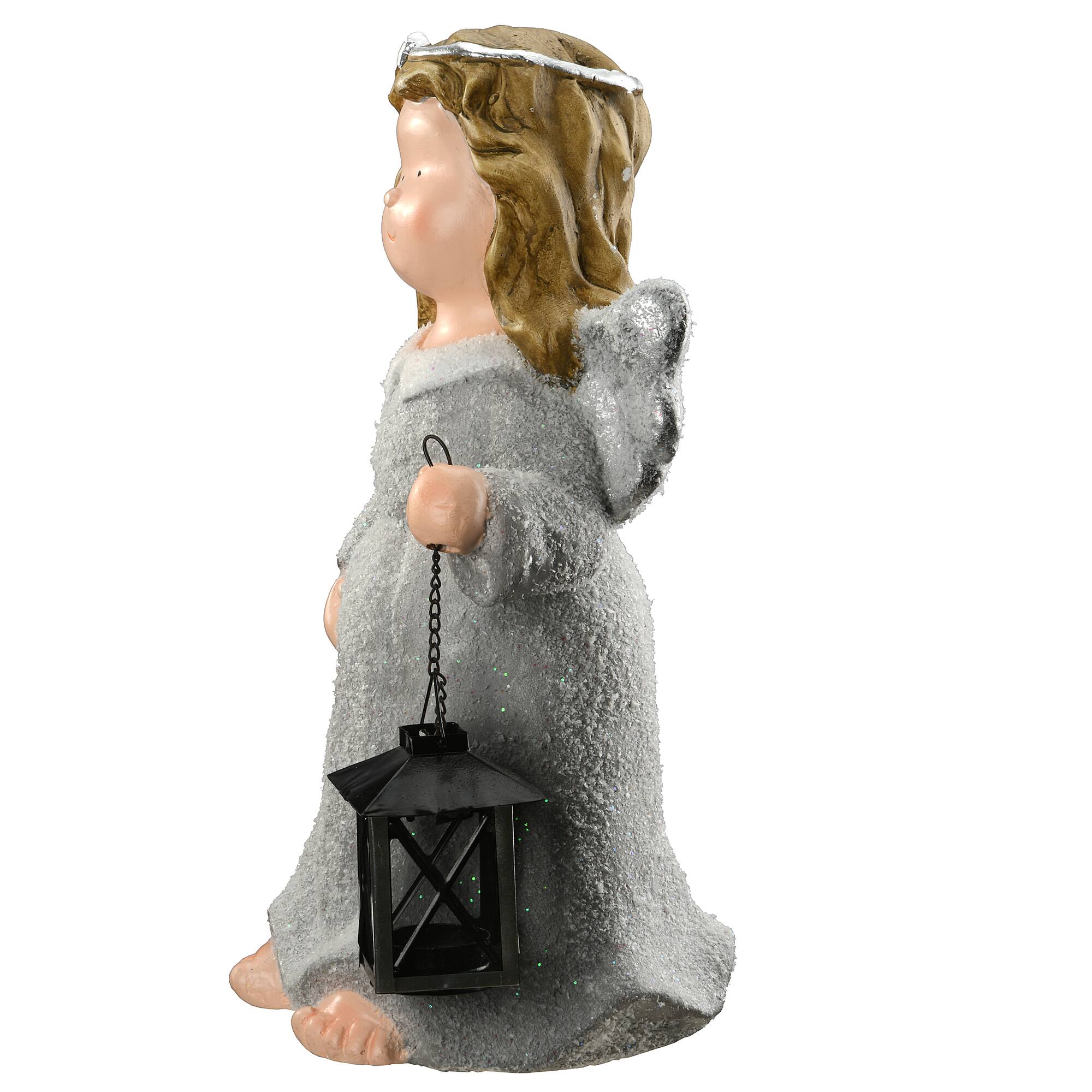 16" Angel With Lantern Décor